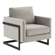 Lincoln Modern Upholstered in Fabric Single Seater Sofa With Gold/Black/White Metal Frame Velvet Black Light Grey Sofa Leisuremod
