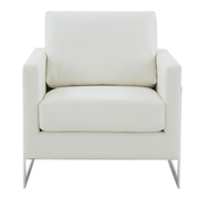 Lincoln Modern Upholstered in Fabric Single Seater Sofa With Gold/Black/White Metal Frame Leather Silver White Sofa Leisuremod