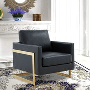 Lincoln Modern Upholstered in Fabric Single Seater Sofa With Gold/Black/White Metal Frame Leather Gold Black Sofa Leisuremod