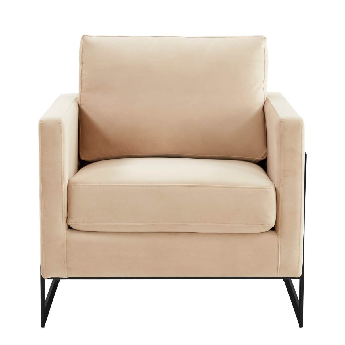 Lincoln Modern Upholstered in Fabric Single Seater Sofa With Gold/Black/White Metal Frame Velvet Gold Light Grey Sofa Leisuremod