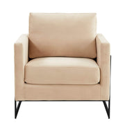 Lincoln Modern Upholstered in Fabric Single Seater Sofa With Gold/Black/White Metal Frame Velvet Gold Light Grey Sofa Leisuremod