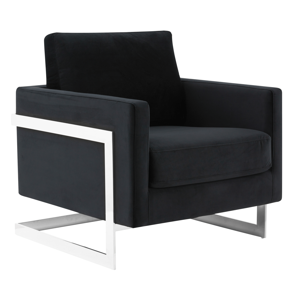 Lincoln Modern Upholstered in Fabric Single Seater Sofa With Gold/Black/White Metal Frame Leather Silver Black Sofa Leisuremod