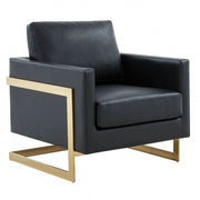 Lincoln Modern Upholstered in Fabric Single Seater Sofa With Gold/Black/White Metal Frame Leather Gold Black Sofa Leisuremod