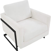 Lincoln Modern Upholstered in Fabric Single Seater Sofa With Gold/Black/White Metal Frame Boucle Black White Sofa Leisuremod