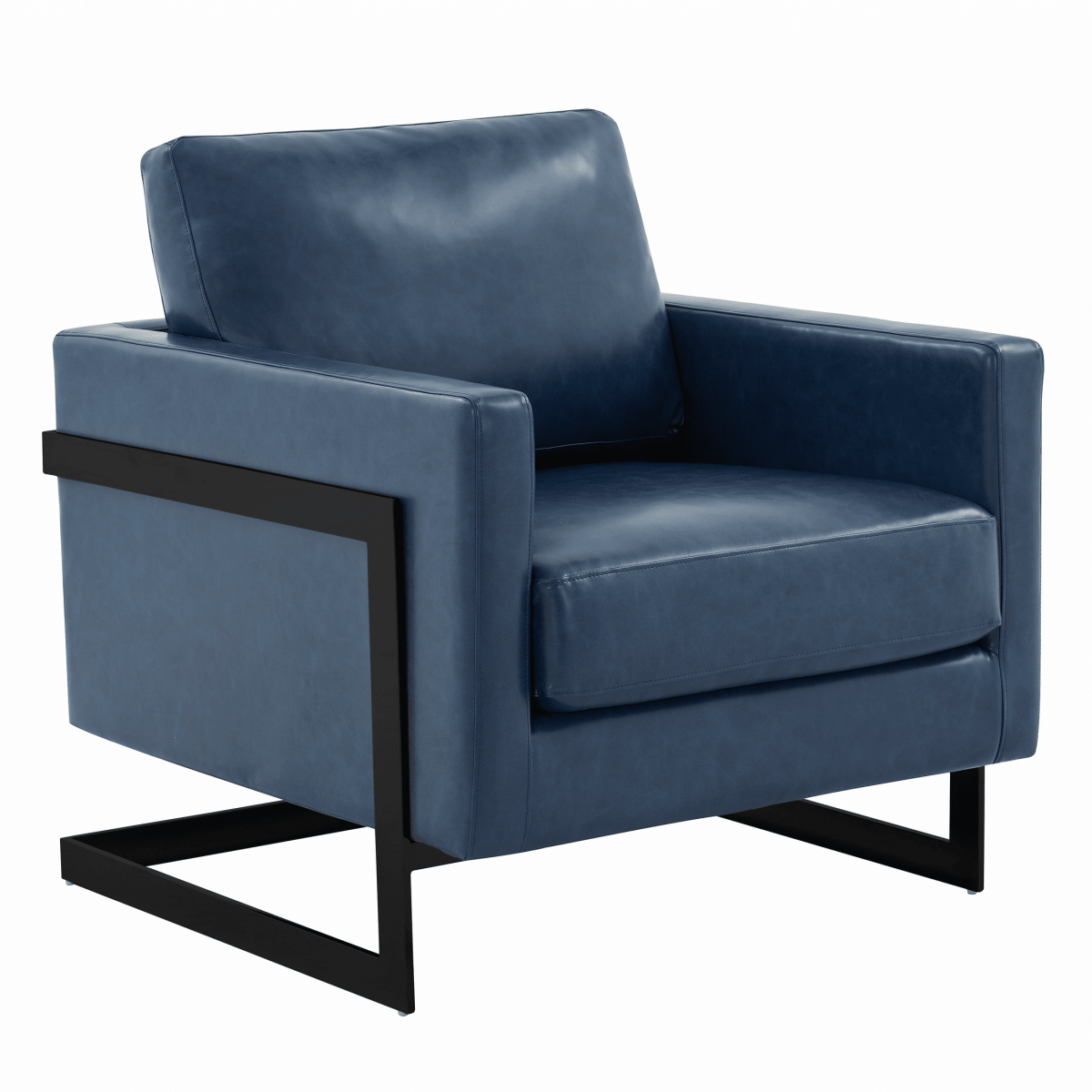 Lincoln Modern Upholstered in Fabric Single Seater Sofa With Gold/Black/White Metal Frame Leather Black Blue Sofa Leisuremod