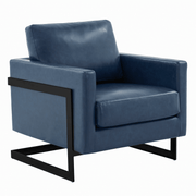 Lincoln Modern Upholstered in Fabric Single Seater Sofa With Gold/Black/White Metal Frame Leather Black Blue Sofa Leisuremod