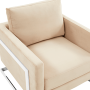 Lincoln Modern Upholstered in Fabric Single Seater Sofa With Gold/Black/White Metal Frame Leather Black Brown Sofa Leisuremod