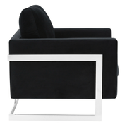 Lincoln Modern Upholstered in Fabric Single Seater Sofa With Gold/Black/White Metal Frame Leather Silver Black Sofa Leisuremod