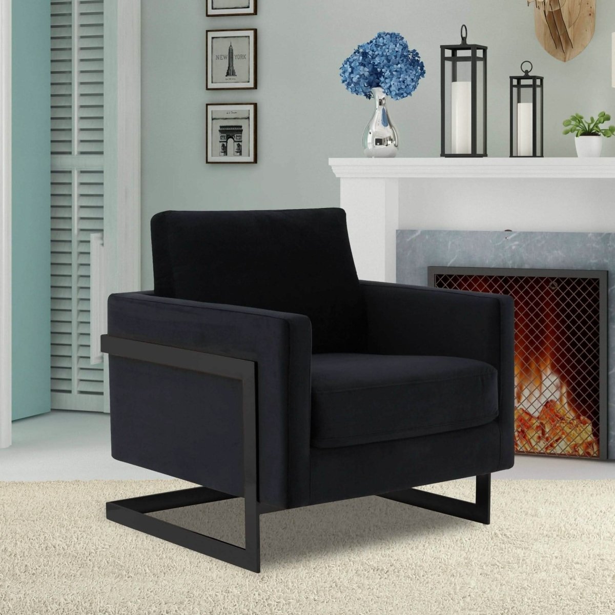 Lincoln Modern Upholstered in Fabric Single Seater Sofa With Gold/Black/White Metal Frame Velvet Gold Light Grey Sofa Leisuremod