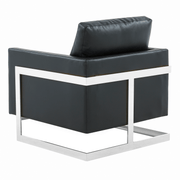 Lincoln Modern Upholstered in Fabric Single Seater Sofa With Gold/Black/White Metal Frame Leather Silver Black Sofa Leisuremod
