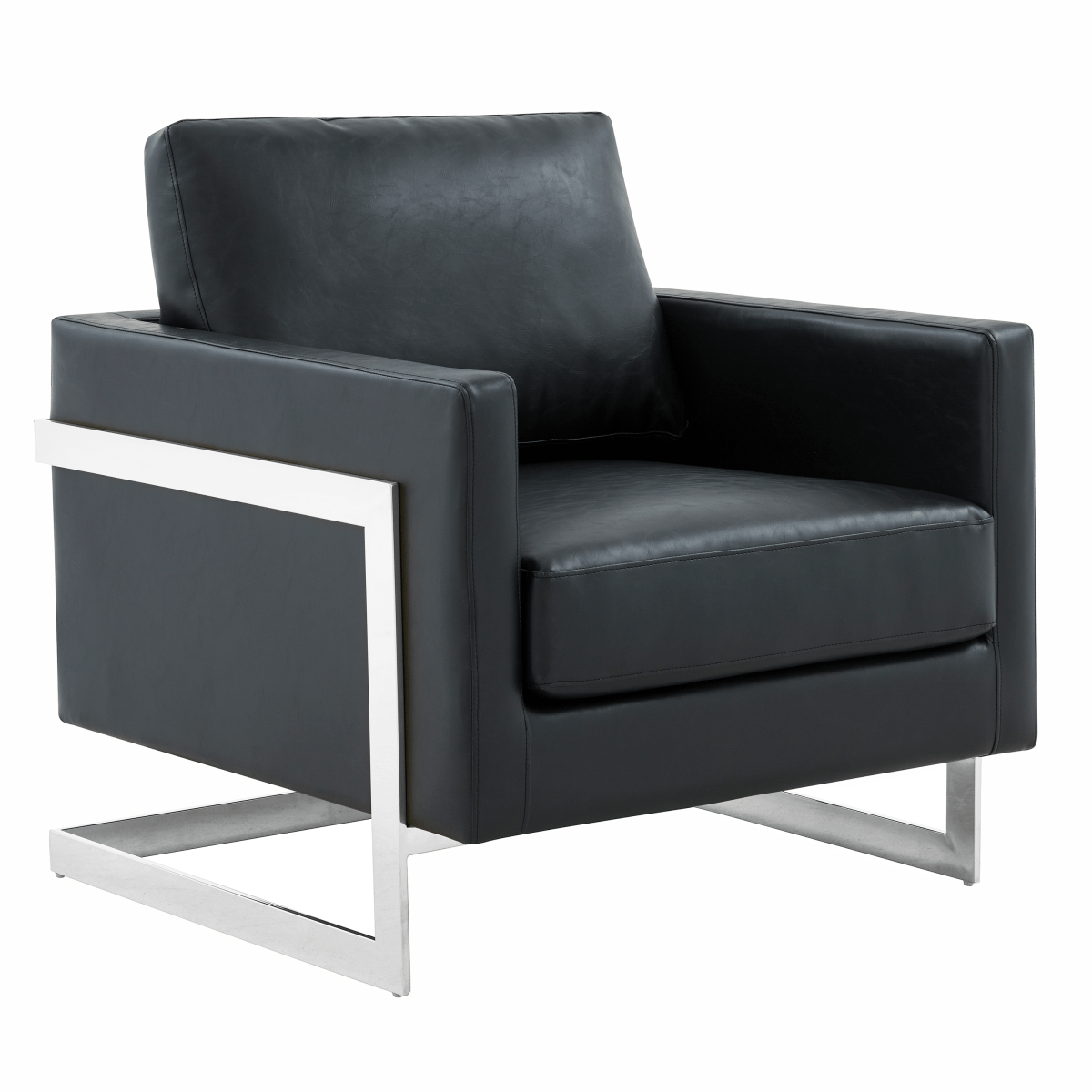 Lincoln Modern Upholstered in Fabric Single Seater Sofa With Gold/Black/White Metal Frame Leather Silver Black Sofa Leisuremod