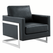 Lincoln Modern Upholstered in Fabric Single Seater Sofa With Gold/Black/White Metal Frame Leather Silver Black Sofa Leisuremod