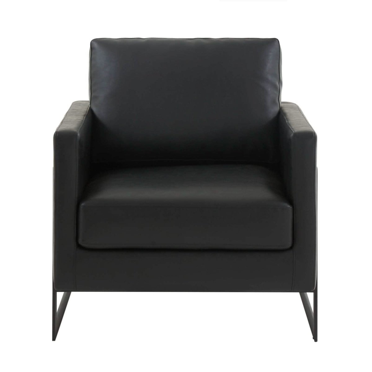 Lincoln Modern Upholstered in Fabric Single Seater Sofa With Gold/Black/White Metal Frame Leather Black Black Sofa Leisuremod
