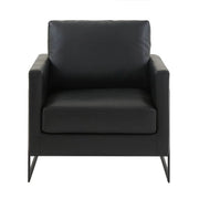 Lincoln Modern Upholstered in Fabric Single Seater Sofa With Gold/Black/White Metal Frame Leather Black Black Sofa Leisuremod