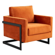 Lincoln Modern Upholstered in Fabric Single Seater Sofa With Gold/Black/White Metal Frame Velvet Gold Light Grey Sofa Leisuremod