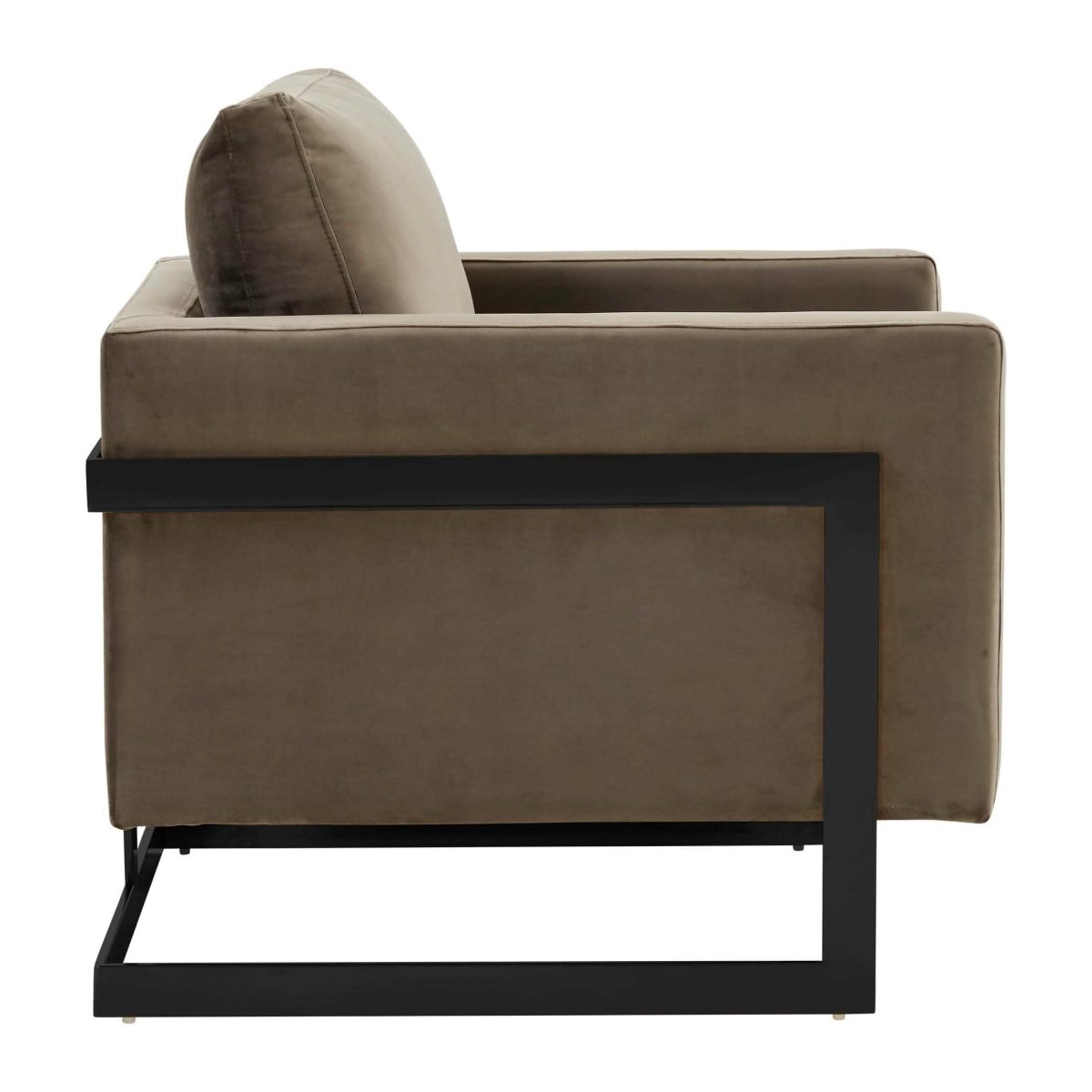 Lincoln Modern Upholstered in Fabric Single Seater Sofa With Gold/Black/White Metal Frame Velvet Gold Light Grey Sofa Leisuremod