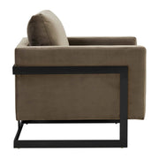 Lincoln Modern Upholstered in Fabric Single Seater Sofa With Gold/Black/White Metal Frame Velvet Gold Light Grey Sofa Leisuremod