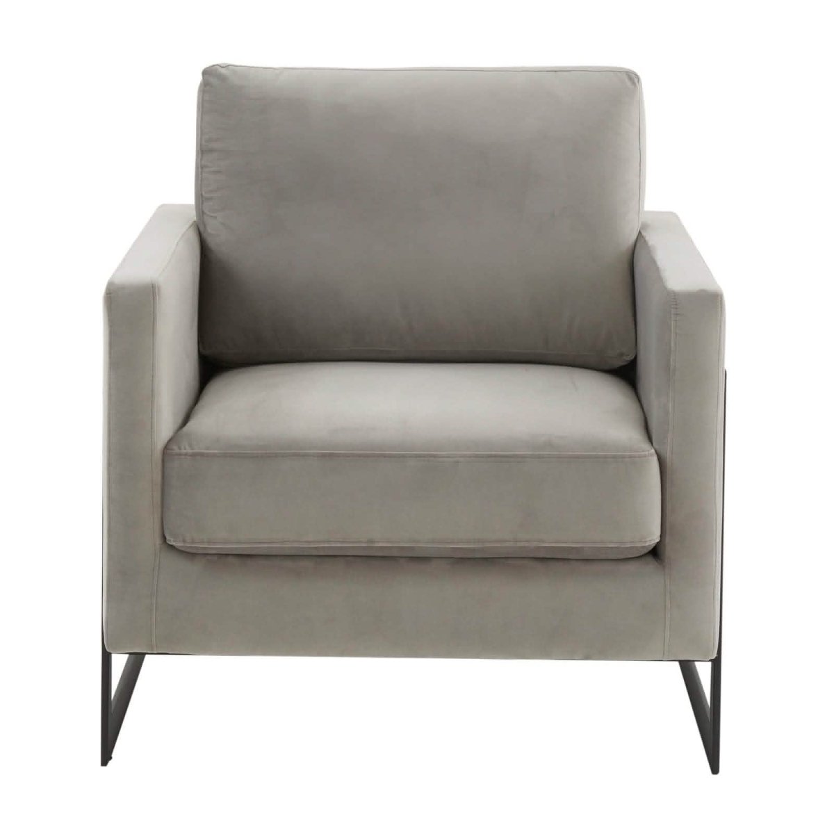 Lincoln Modern Upholstered in Fabric Single Seater Sofa With Gold/Black/White Metal Frame Velvet Black Light Grey Sofa Leisuremod