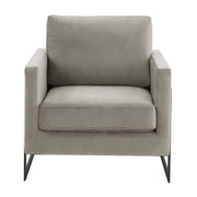 Lincoln Modern Upholstered in Fabric Single Seater Sofa With Gold/Black/White Metal Frame Velvet Black Light Grey Sofa Leisuremod