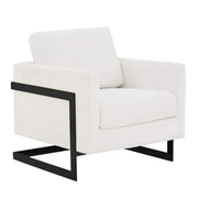 Lincoln Modern Upholstered in Fabric Single Seater Sofa With Gold/Black/White Metal Frame Boucle Black White Sofa Leisuremod
