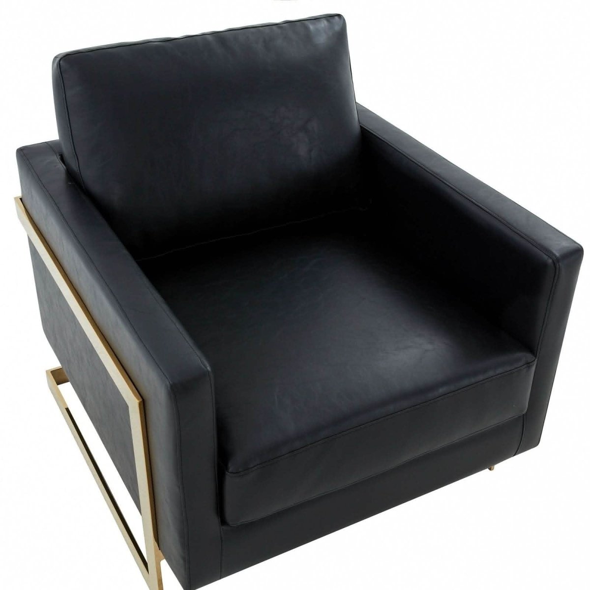 Lincoln Modern Upholstered in Fabric Single Seater Sofa With Gold/Black/White Metal Frame Leather Gold Black Sofa Leisuremod