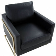 Lincoln Modern Upholstered in Fabric Single Seater Sofa With Gold/Black/White Metal Frame Leather Gold Black Sofa Leisuremod