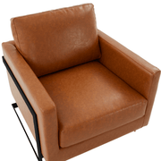 Lincoln Modern Upholstered in Fabric Single Seater Sofa With Gold/Black/White Metal Frame Leather Black Brown Sofa Leisuremod