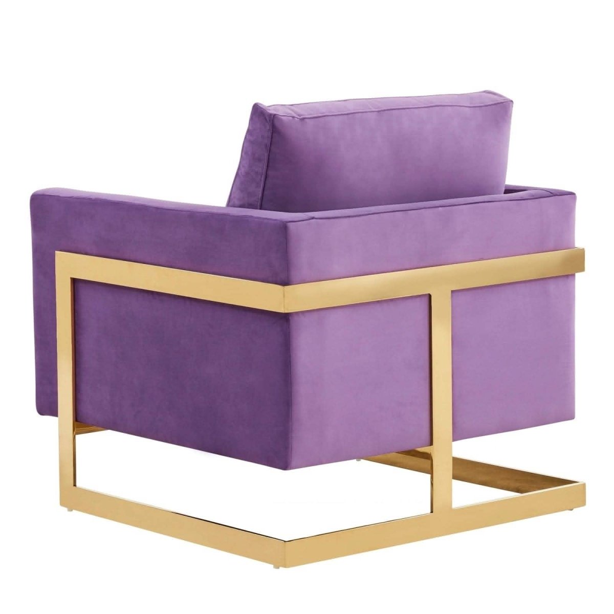 Lincoln Modern Upholstered in Fabric Single Seater Sofa With Gold/Black/White Metal Frame Velvet Gold Dark Grey Sofa Leisuremod