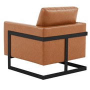 Lincoln Modern Upholstered in Fabric Single Seater Sofa With Gold/Black/White Metal Frame Leather Black Brown Sofa Leisuremod