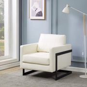 Lincoln Modern Upholstered in Fabric Single Seater Sofa With Gold/Black/White Metal Frame Leather Black White Sofa Leisuremod