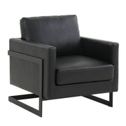 Lincoln Modern Upholstered in Fabric Single Seater Sofa With Gold/Black/White Metal Frame Leather Black Black Sofa Leisuremod