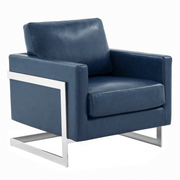 Lincoln Modern Upholstered in Fabric Single Seater Sofa With Gold/Black/White Metal Frame Leather Silver Blue Sofa Leisuremod