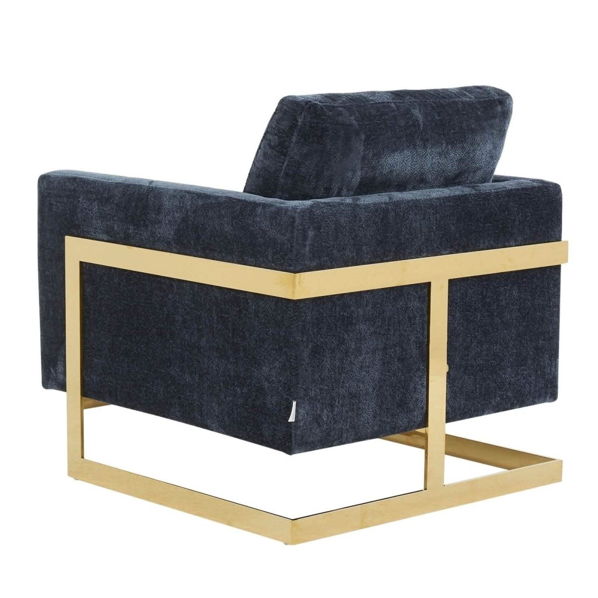 Lincoln Modern Upholstered in Fabric Single Seater Sofa With Gold/Black/White Metal Frame Boucle Gold Blue Sofa Leisuremod