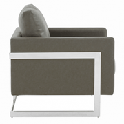 Lincoln Modern Upholstered in Fabric Single Seater Sofa With Gold/Black/White Metal Frame Leather Silver Grey Sofa Leisuremod