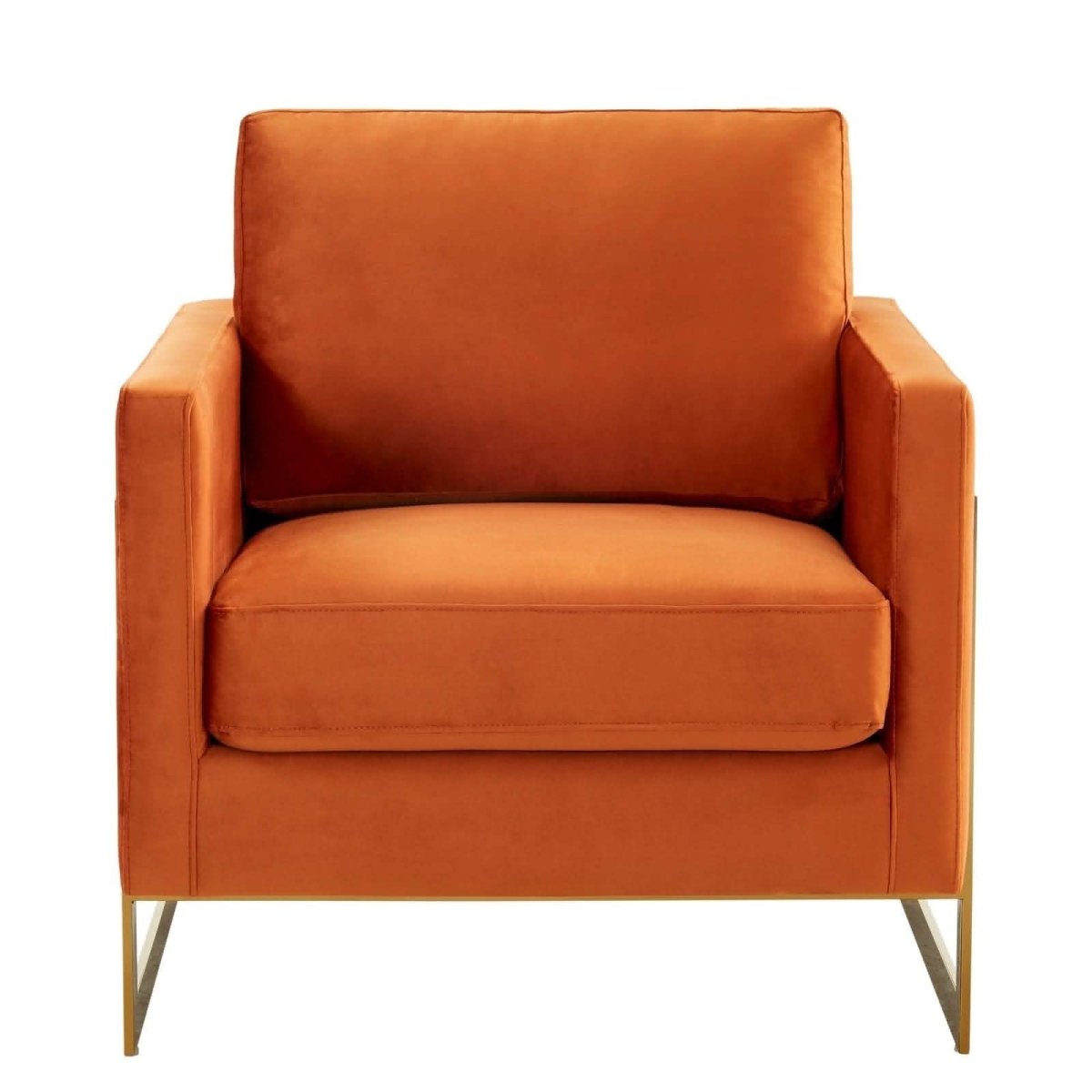 Lincoln Modern Upholstered in Fabric Single Seater Sofa With Gold/Black/White Metal Frame Velvet Gold Dark Grey Sofa Leisuremod