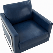 Lincoln Modern Upholstered in Fabric Single Seater Sofa With Gold/Black/White Metal Frame Leather Silver Blue Sofa Leisuremod