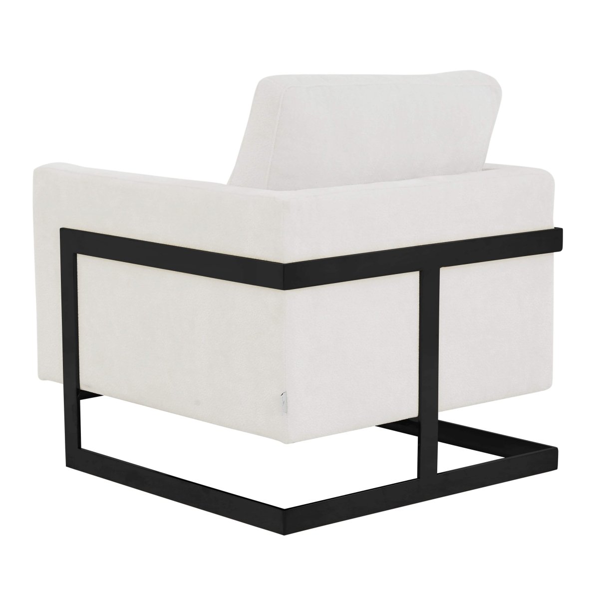 Lincoln Modern Upholstered in Fabric Single Seater Sofa With Gold/Black/White Metal Frame Boucle Black White Sofa Leisuremod