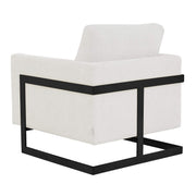 Lincoln Modern Upholstered in Fabric Single Seater Sofa With Gold/Black/White Metal Frame Boucle Black White Sofa Leisuremod