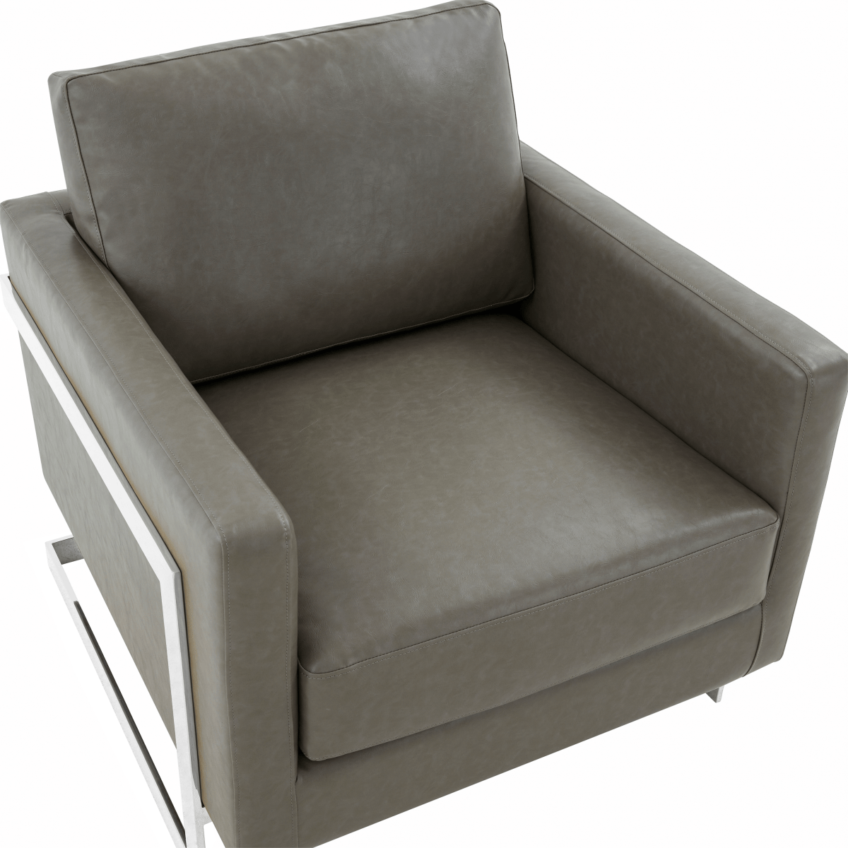 Lincoln Modern Upholstered in Fabric Single Seater Sofa With Gold/Black/White Metal Frame Leather Silver Grey Sofa Leisuremod