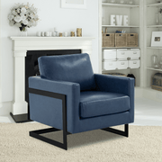Lincoln Modern Upholstered in Fabric Single Seater Sofa With Gold/Black/White Metal Frame Leather Black Blue Sofa Leisuremod