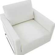 Lincoln Modern Upholstered in Fabric Single Seater Sofa With Gold/Black/White Metal Frame Leather Silver White Sofa Leisuremod