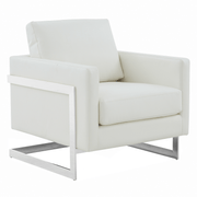 Lincoln Modern Upholstered in Fabric Single Seater Sofa With Gold/Black/White Metal Frame Leather Silver White Sofa Leisuremod