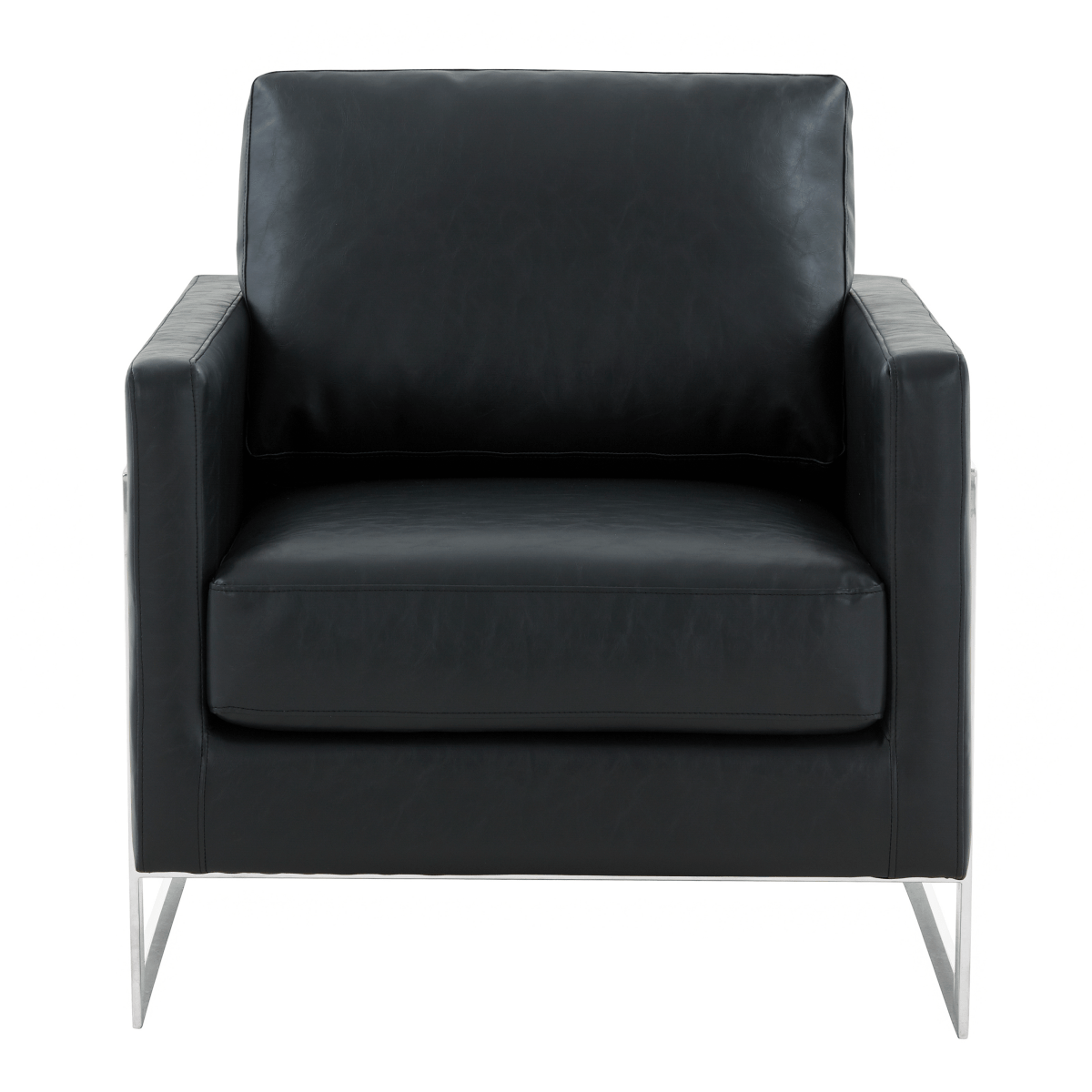 Lincoln Modern Upholstered in Fabric Single Seater Sofa With Gold/Black/White Metal Frame Leather Silver Black Sofa Leisuremod