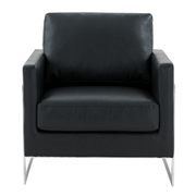 Lincoln Modern Upholstered in Fabric Single Seater Sofa With Gold/Black/White Metal Frame Leather Silver Black Sofa Leisuremod