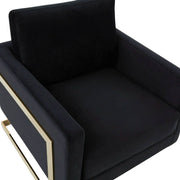 Lincoln Modern Upholstered in Fabric Single Seater Sofa With Gold/Black/White Metal Frame Velvet Gold Midnight Black Sofa Leisuremod