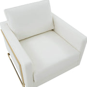 Lincoln Modern Upholstered in Fabric Single Seater Sofa With Gold/Black/White Metal Frame Leather Gold White Sofa Leisuremod