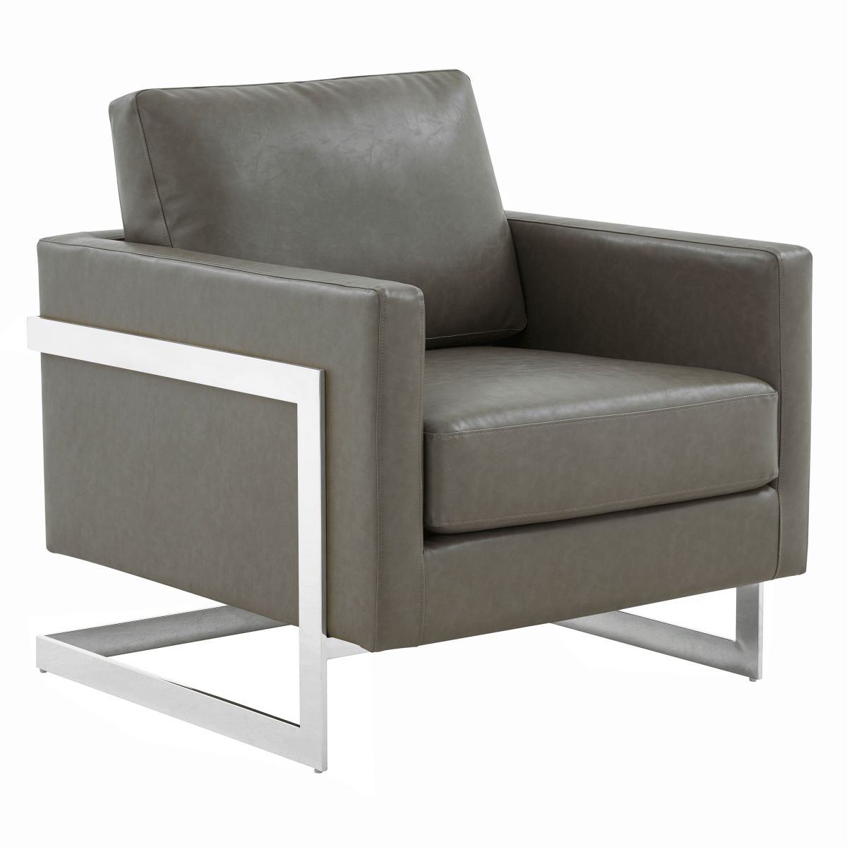 Lincoln Modern Upholstered in Fabric Single Seater Sofa With Gold/Black/White Metal Frame Leather Silver Grey Sofa Leisuremod