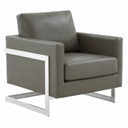 Lincoln Modern Upholstered in Fabric Single Seater Sofa With Gold/Black/White Metal Frame Leather Silver Grey Sofa Leisuremod