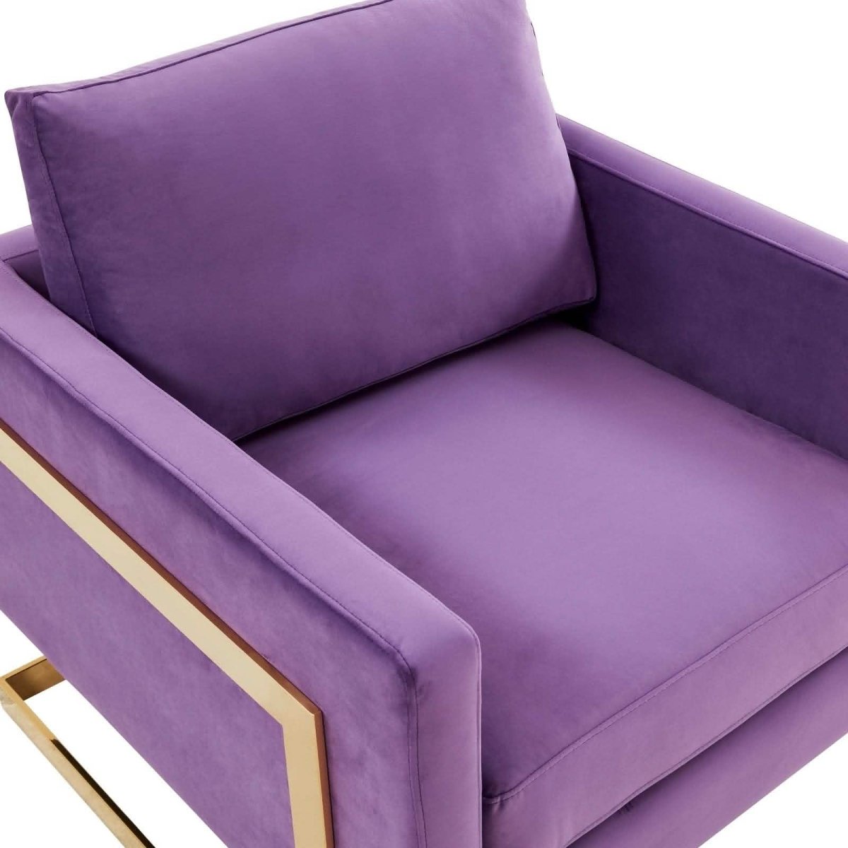 Lincoln Modern Upholstered in Fabric Single Seater Sofa With Gold/Black/White Metal Frame Velvet Gold Dark Grey Sofa Leisuremod