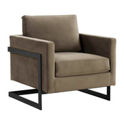 Lincoln Modern Upholstered in Fabric Single Seater Sofa With Gold/Black/White Metal Frame Velvet Gold Light Grey Sofa Leisuremod